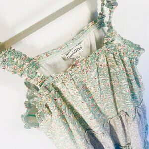 Davi & Dani Floral Tiered Midi Sundress With Stretchy Straps & Smocked Chest Lig